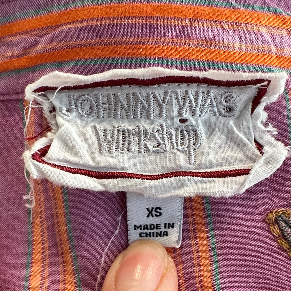 Johnny Was Workshop Stripe Indalo Button Down Shirt Tunic Top Boho Chic W28724 - Picture 11 of 11